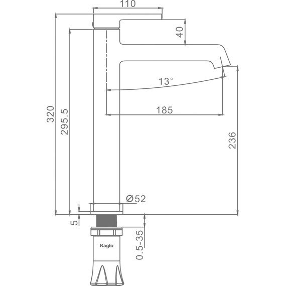 Смеситель для раковины высокий Raglo R20.15.03, золотой сатин - фото 2