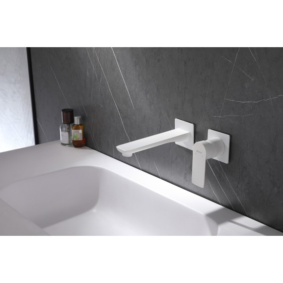 Смеситель для раковины настенный Abber Weiss Insel AF8082FW (со скрытой частью), белый матовый, Цвет производителя: белый матовый - фото 2