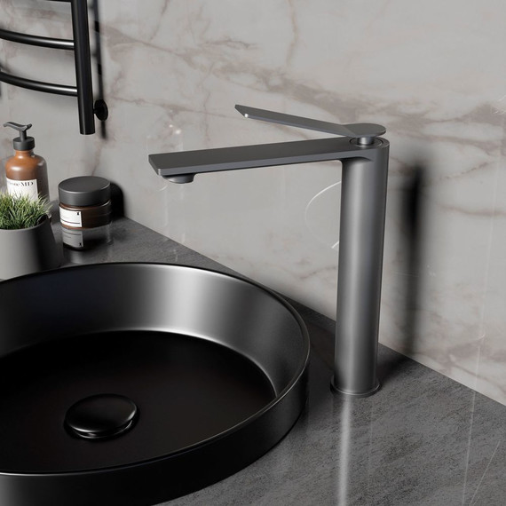 Смеситель для раковины высокий Vincea Verse VBF-2VE2GM, вороненая сталь - фото 2