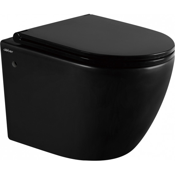 Унитаз подвесной безободковый Abber Bequem AC1103MB с крышкой микролифт, чёрный матовый, Цвет производителя: чёрный матовый - фото 
