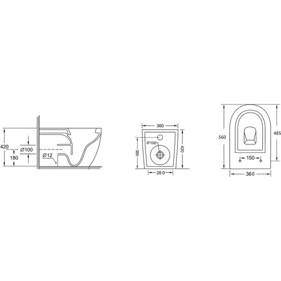 Унитаз приставной безободковый Abber Bequem AC1111 с крышкой микролифт (выпуск горизонтальный) - фото 11