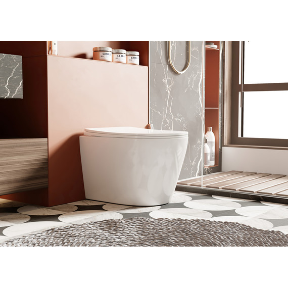 Унитаз приставной безободковый Abber Bequem AC1113 с крышкой микролифт (выпуск горизонтальный) - фото 3