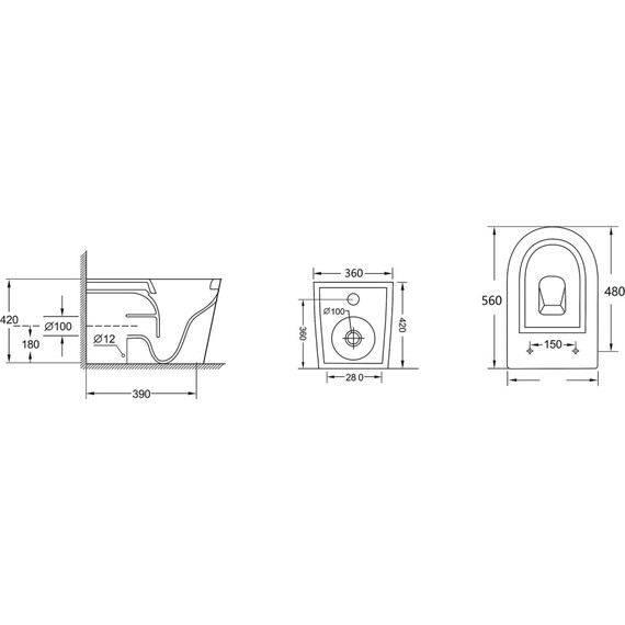 Унитаз приставной безободковый Abber Bequem AC1113 с крышкой микролифт (выпуск горизонтальный) - фото 11