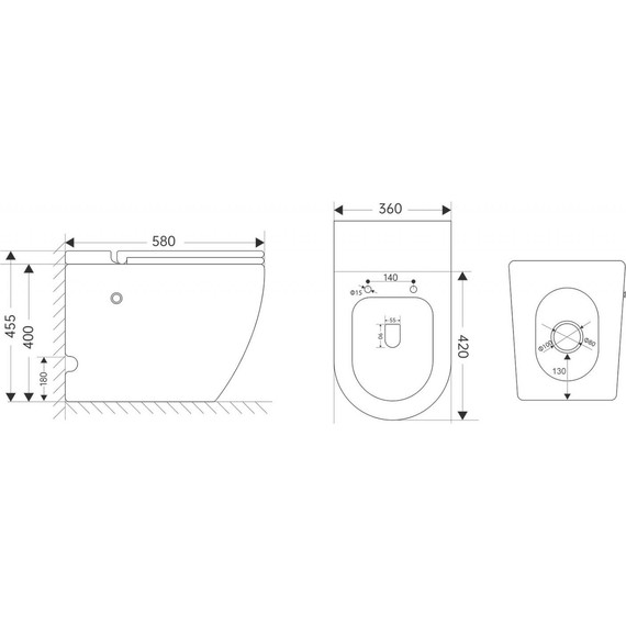 Унитаз приставной безободковый импульсный Abber Bequem AC1115P с крышкой микролифт (выпуск горизонтальный) - фото 12