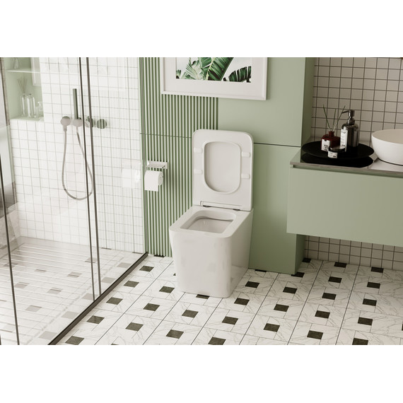 Унитаз приставной безободковый Abber Rechteck AC1211 с крышкой микролифт (выпуск горизонтальный) - фото 4