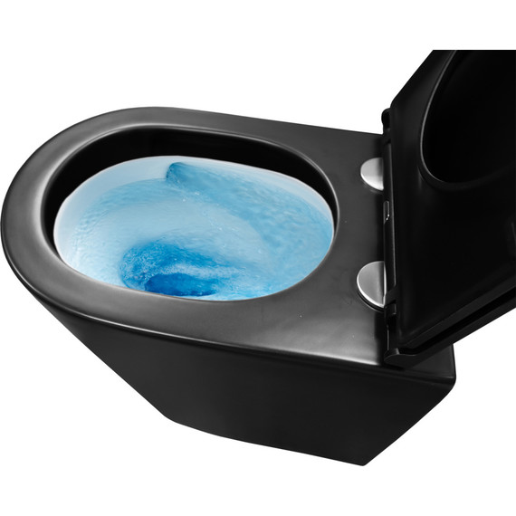 Унитаз подвесной безободковый Azario Teramo AZ-0053-UQ3-MB с крышкой микролифт (система смыва Торнадо) чёрный матовый, Цвет производителя: чёрный матовый - фото 6