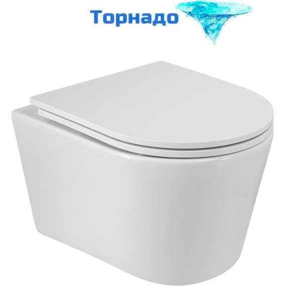 Унитаз подвесной безободковый Cezares Liner-Tor CZR-3808-53-TH-TOR/SC с крышкой микролифт (система смыва Торнадо) - фото 