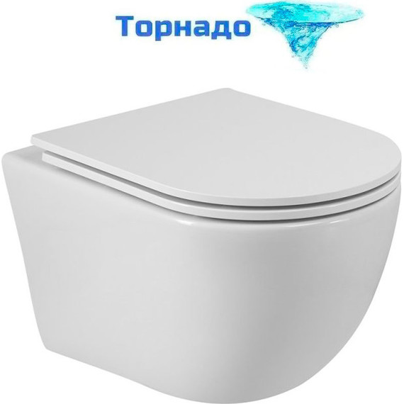 Унитаз подвесной безободковый Cezares Relax-Tor CZR-38088-49-TH-TOR/SC с крышкой микролифт (система смыва Торнадо) - фото 