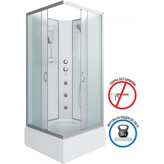 Гидробокс Niagara Classic 90x90 см NG-1108-14BKG, серебро/матовое (безсиликоновая сборка) - фото 2