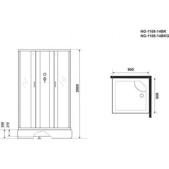 Душевая кабина Niagara Classic 90x90 см NG-1108-14BK, серебро/матовое (безсиликоновая сборка) - фото 4