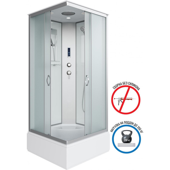 Душевая кабина Niagara Classic 90x90 см NG-1108-14P, серебро/матовое (безсиликоновая сборка) - фото 2