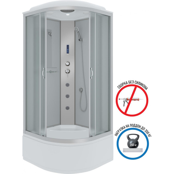 Гидробокс Niagara Classic 100x100 см NG-2309-14F, серебро/матовое (безсиликоновая сборка) - фото 2