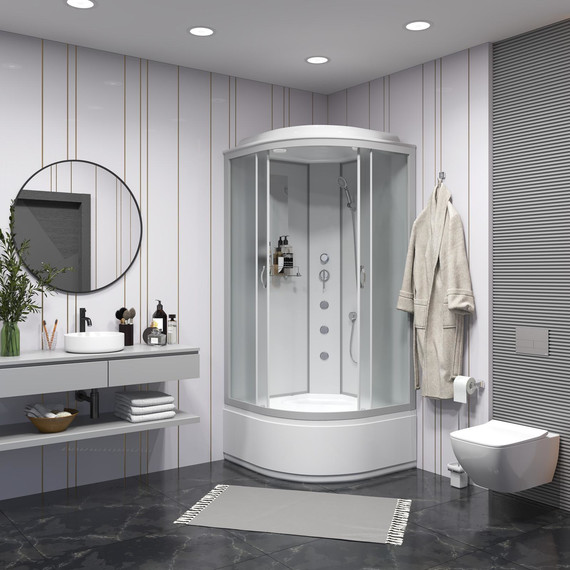 Гидробокс Niagara Classic 100x100 см NG-2309-14G, серебро/матовое (безсиликоновая сборка) - фото 3