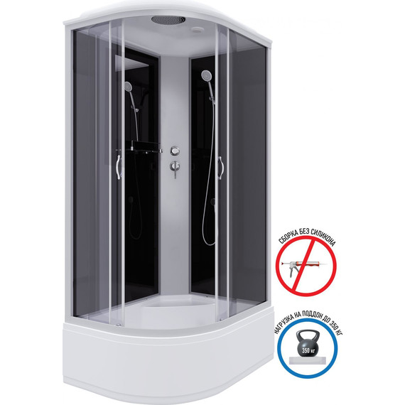 Душевая кабина Niagara Classic 120x80 см NG-2510-14R, серебро/тонированное (безсиликоновая сборка) - фото 2