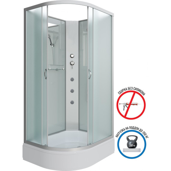 Гидробокс Niagara Classic 100x80 см NG-33084-14RBKG, серебро/матовое (безсиликоновая сборка) - фото 2