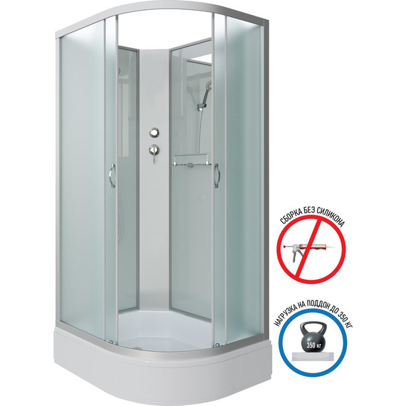 Душевая кабина Niagara Classic 100x90 см NG-33094-14LBK, серебро/матовое (безсиликоновая сборка) - фото 2