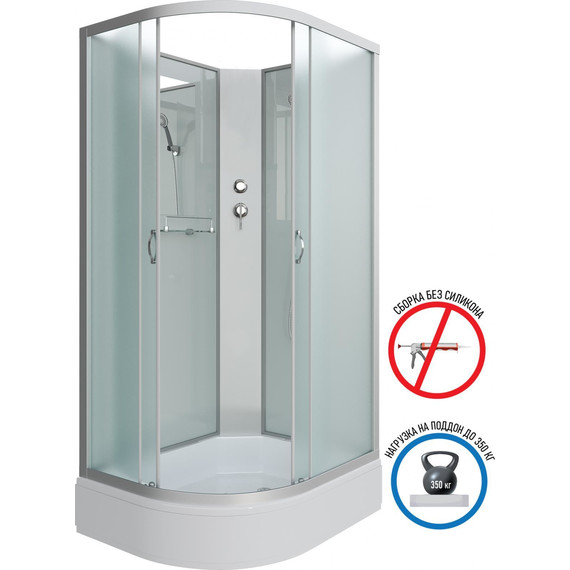Душевая кабина Niagara Classic 110x90 см NG-33194-14RBK, серебро/матовое (безсиликоновая сборка) - фото 2