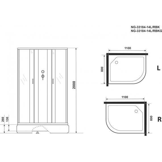 Душевая кабина Niagara Classic 110x80 см NG-33184-14LBK, серебро/матовое (безсиликоновая сборка) - фото 4