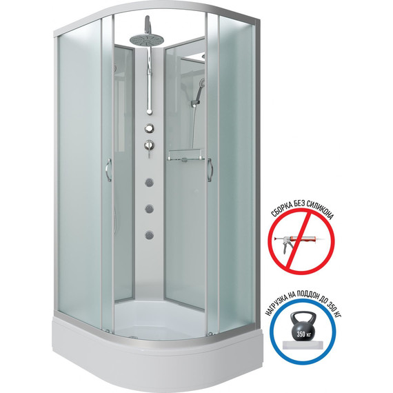 Гидробокс Niagara Classic 90x70 см NG-33974-14LBKTG, серебро/матовое (безсиликоновая сборка) - фото 2