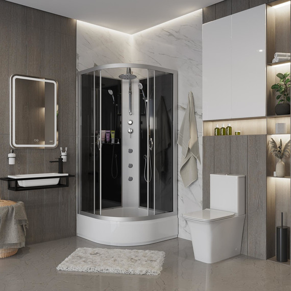 Гидробокс Niagara Classic 100x100 см NG-3502-14BKTG, серебро/тонированное (безсиликоновая сборка) - фото 3