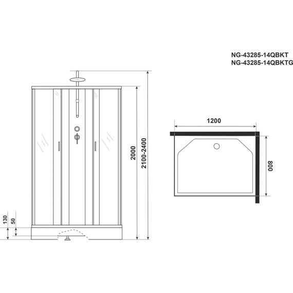 Душевая кабина Niagara Classic 120x80 см NG-43285-14QBKT, серебро/матовое (безсиликоновая сборка) - фото 5