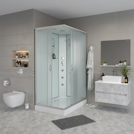 Гидробокс Niagara Classic 120x80 см NG-43285-14QG, серебро/матовое (безсиликоновая сборка) - фото 3