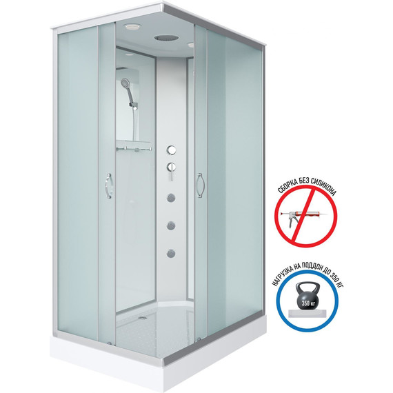 Гидробокс Niagara Classic 120x80 см NG-43285-14QG, серебро/матовое (безсиликоновая сборка) - фото 2