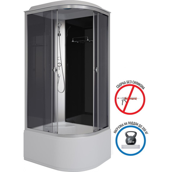 Душевая кабина Niagara Eco 90x80 см E90/80/40L/TN, хром матовый/тонированное (безсиликоновая сборка) - фото 