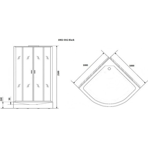 Гидробокс Niagara Premium 100x100 см NG-6902-01G BLACK, матовый черный/тонированное (безсиликоновая сборка) - фото 3
