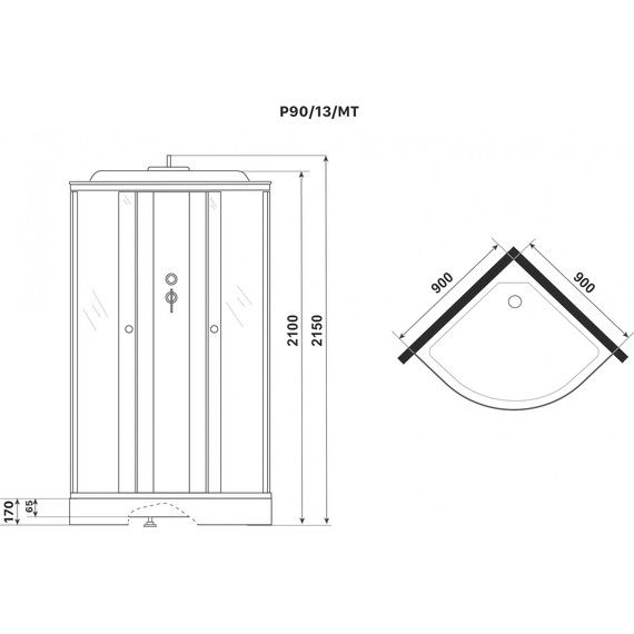 Душевая кабина Niagara Promo 90x90 см P90/13/MT, белый/матовое (безсиликоновая сборка) - фото 4