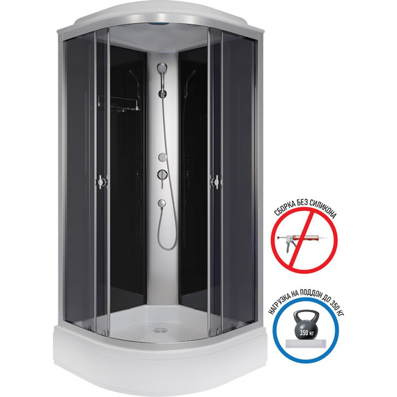 Душевая кабина Niagara Eco 90x90 см E90/26/TN, хром матовый/тонированное (безсиликоновая сборка) - фото 