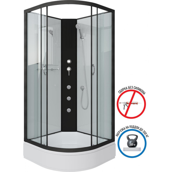 Гидробокс Niagara Classic 100x100 см NG-6702-14BKG, чёрный/прозрачное (безсиликоновая сборка) - фото 2