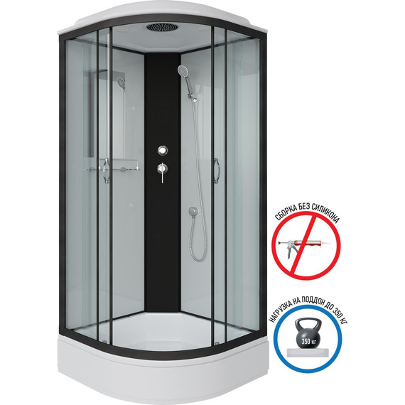 Душевая кабина Niagara Classic 100x100 см NG-6702-14, чёрный/прозрачное (безсиликоновая сборка) - фото 2