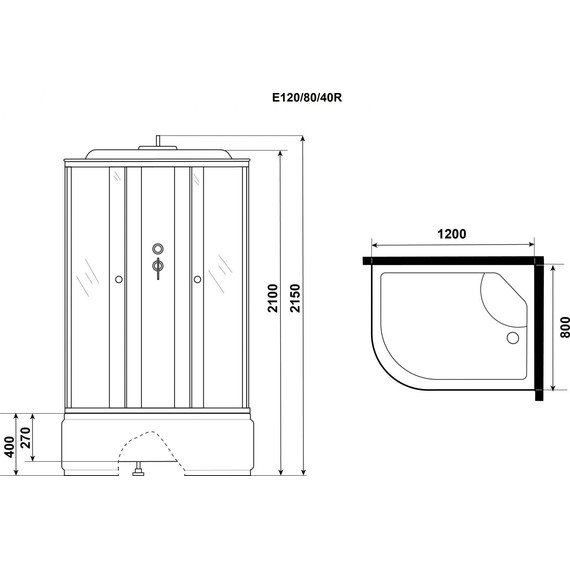 Душевая кабина Niagara Eco 120x80 см E120/80/40R/TN, хром матовый/тонированное (безсиликоновая сборка) - фото 4