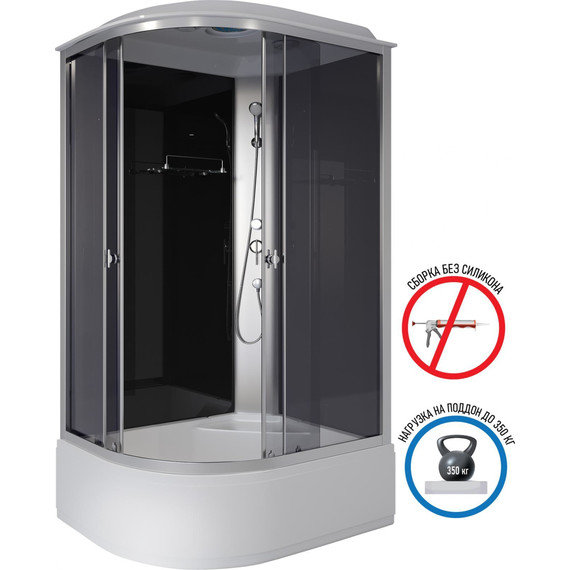 Душевая кабина Niagara Eco 120x80 см E120/80/40R/TN, хром матовый/тонированное (безсиликоновая сборка) - фото 