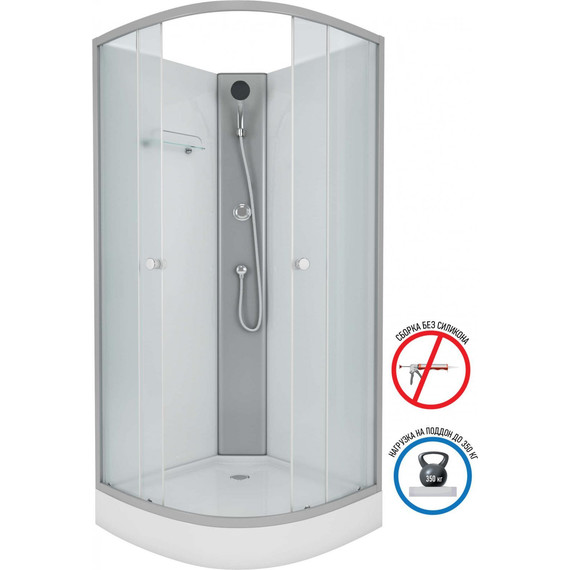 Душевая кабина Niagara Eco 90x90 см E90/13/MT/BK, хром матовый/матовое (безсиликоновая сборка) - фото 