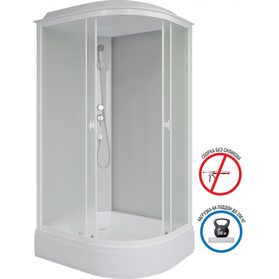 Душевая кабина Niagara Promo 110x80 см P110/80/26L/MT, белый/матовое (безсиликоновая сборка) - фото 