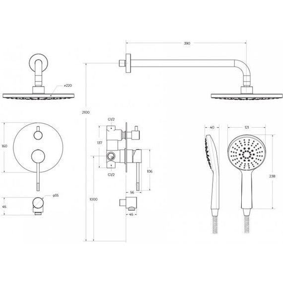 Душевая система для душа Cezares RELAX-DSET-GM, оружейная сталь, Цвет производителя: оружейная сталь - фото 7
