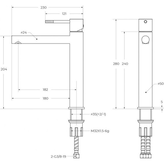 Смеситель для раковины высокий Cezares RELAX-LC2-IN-W0, сатин, Цвет производителя: сатин - фото 5