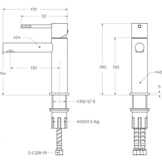Смеситель для раковины Cezares RELAX-LS2-GM, оружейная сталь, Цвет производителя: оружейная сталь - фото 4