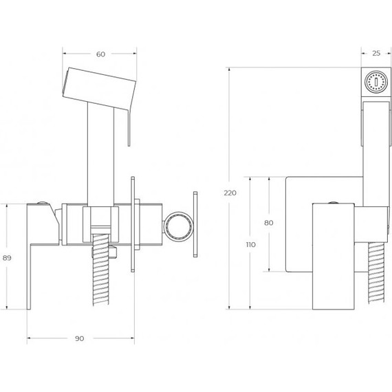 Набор для гигиенического душа Cezares SLIDER-DIF-IN (со скрытой частью), сатин, Цвет производителя: сатин - фото 3