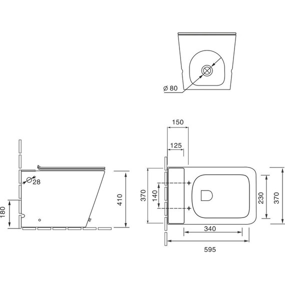 Унитаз приставной безободковый с импульсным смывом SantiLine SL-5033MB, чёрный - фото 3