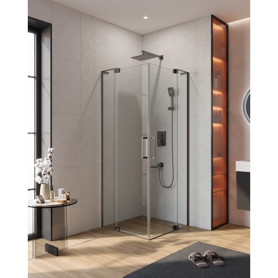 Душевое ограждение Cezares SLIDER-A-2-80/90-C-GM (80-90)x(80-90) см (стекло 8 мм) оружейная сталь/прозрачное - фото 