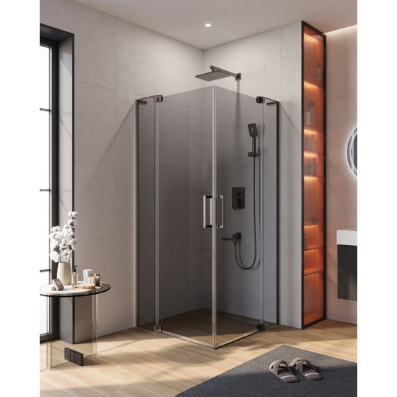 Душевое ограждение Cezares SLIDER-A-2-90/100-GRIGIO-GM (90-100)x(90-100) см (стекло 8 мм) оружейная сталь/тонированное - фото 