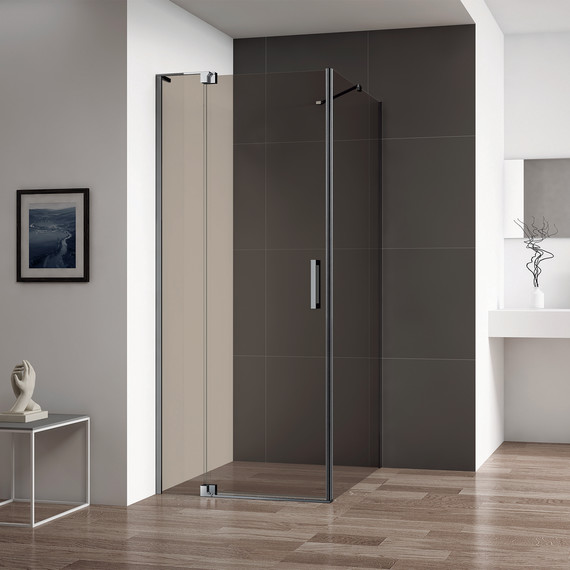 Душевое ограждение Cezares SLIDER-AH-1-90-100/110-BR-GM 100-110x90 см (стекло 8 мм) оружейная сталь/тонированное - фото 2