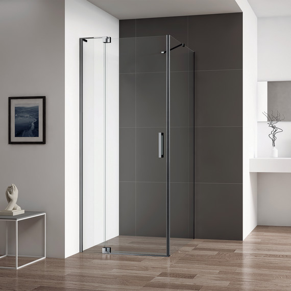 Душевое ограждение Cezares SLIDER-AH-1-90-90/100-C-GM 90-100x90 см (стекло 8 мм) оружейная сталь/прозрачное - фото 2