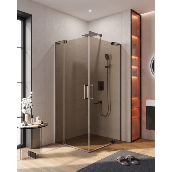 Душевое ограждение Cezares SLIDER-AH-2-70/80-100/110-BR-GM (70-80)x(100-110) см (стекло 8 мм) оружейная сталь/тонированное - фото 