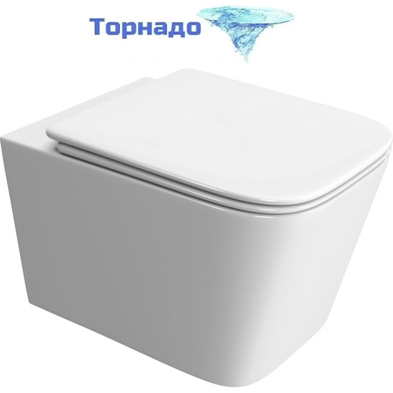 Унитаз подвесной безободковый BelBagno Due-Tor BB5171CH-TOR/SC (Система смыва торнадо) с крышкой микролифт - фото 