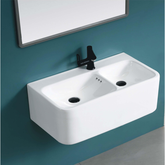 Раковина подвесная двойная CeramaLux 75 см A1007 - фото 