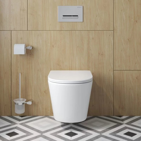 Инсталляция с подвесным унитазом комплект: Grohe Rapid SL 38772001 с подвесным безободковым унитазом BelBagno Tre-Tor BB5180CH-TOR/SC сиденье микролифт, крепление, кнопка смыва хром (Система смыва торнадо) - фото 4